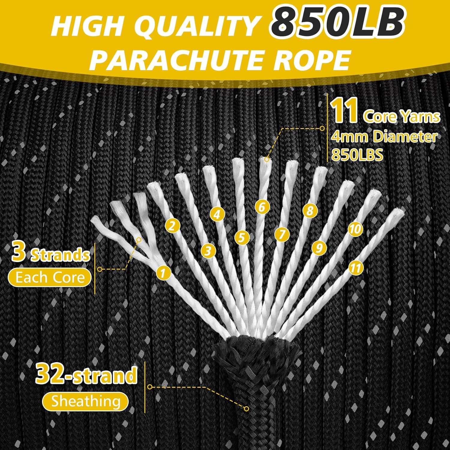 850lb Reflective Paracord Rope - Para Cord 1000Ft ulasan dan harga