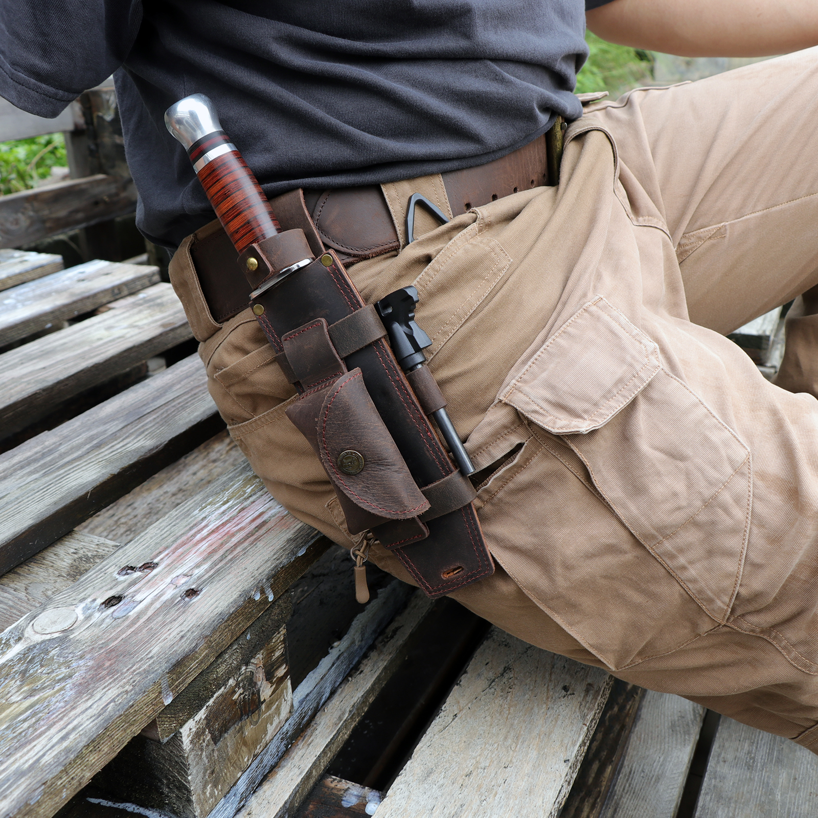 Tourbon Camping Leather thKnif - Bushcraft Knife Fixed ulasan dan harga