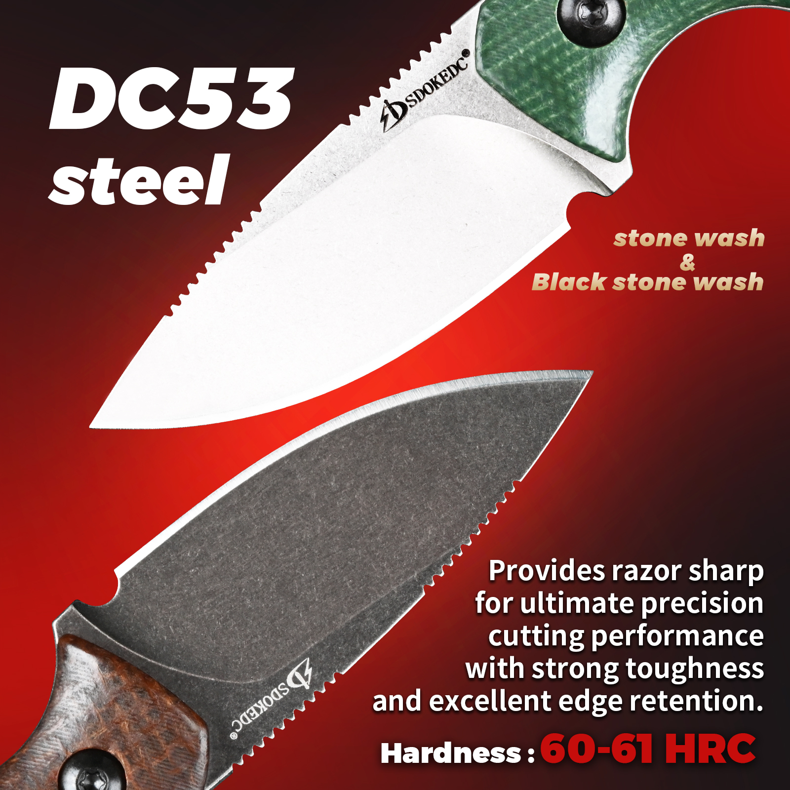Premium SDOKEDC DC53 Steel EDC - Bushcraft Knife Fixed ulasan dan harga
