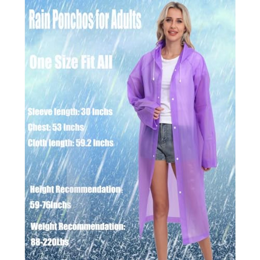 2-Pack Reusable Rain Ponchos f - Emergency Poncho Rain ulasan dan harga
