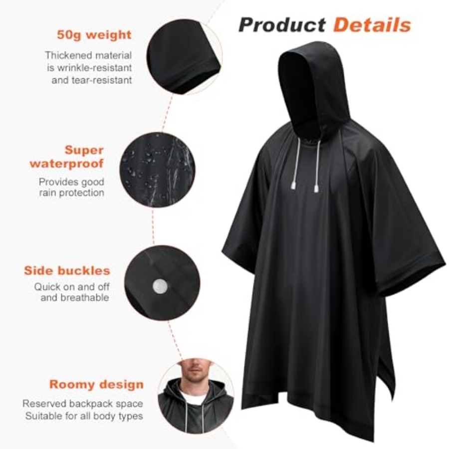 8 Pack Hooded Rain Ponchos for - Emergency Poncho Rain ulasan dan harga