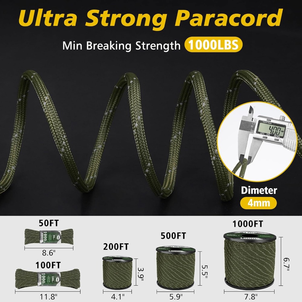 Reflective Paracord 1000lb, 50 - Para Cord 1000Ft ulasan dan harga