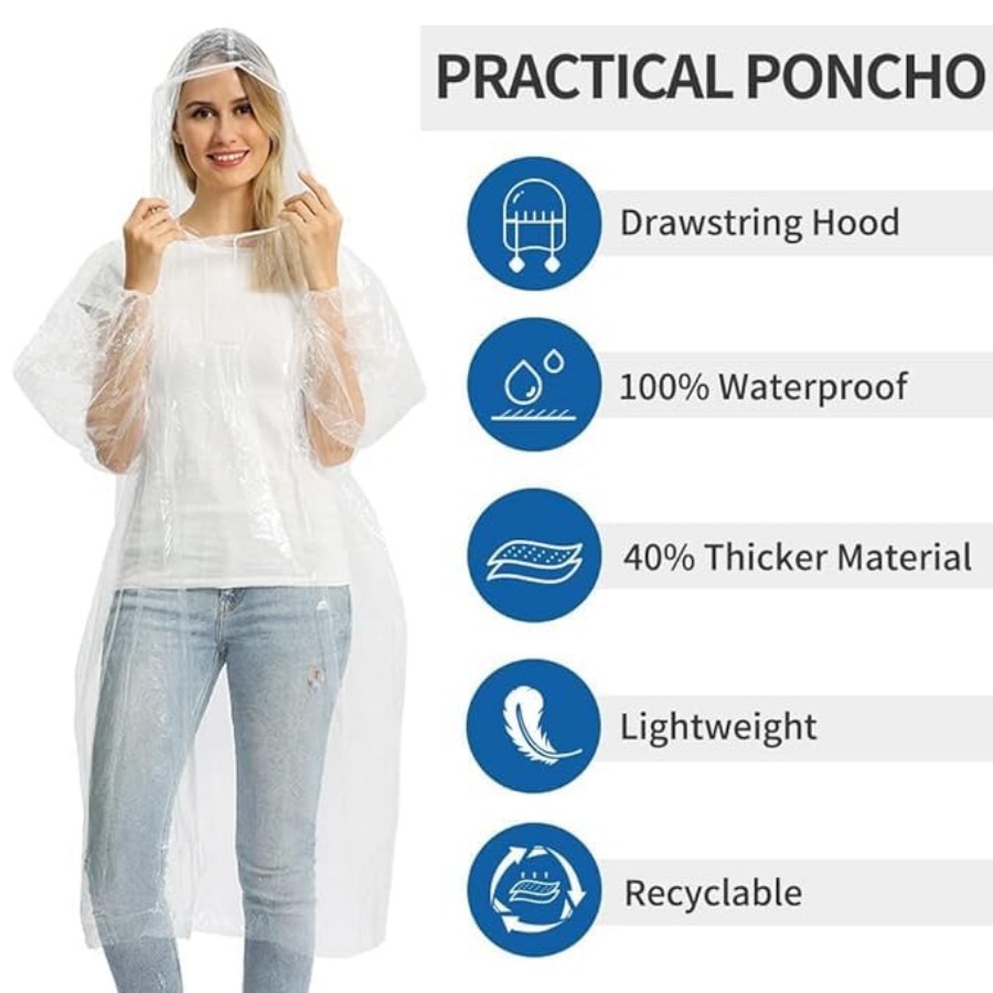 5/10/20 Pack Rain Ponchos, Dis - Emergency Poncho Rain ulasan dan harga