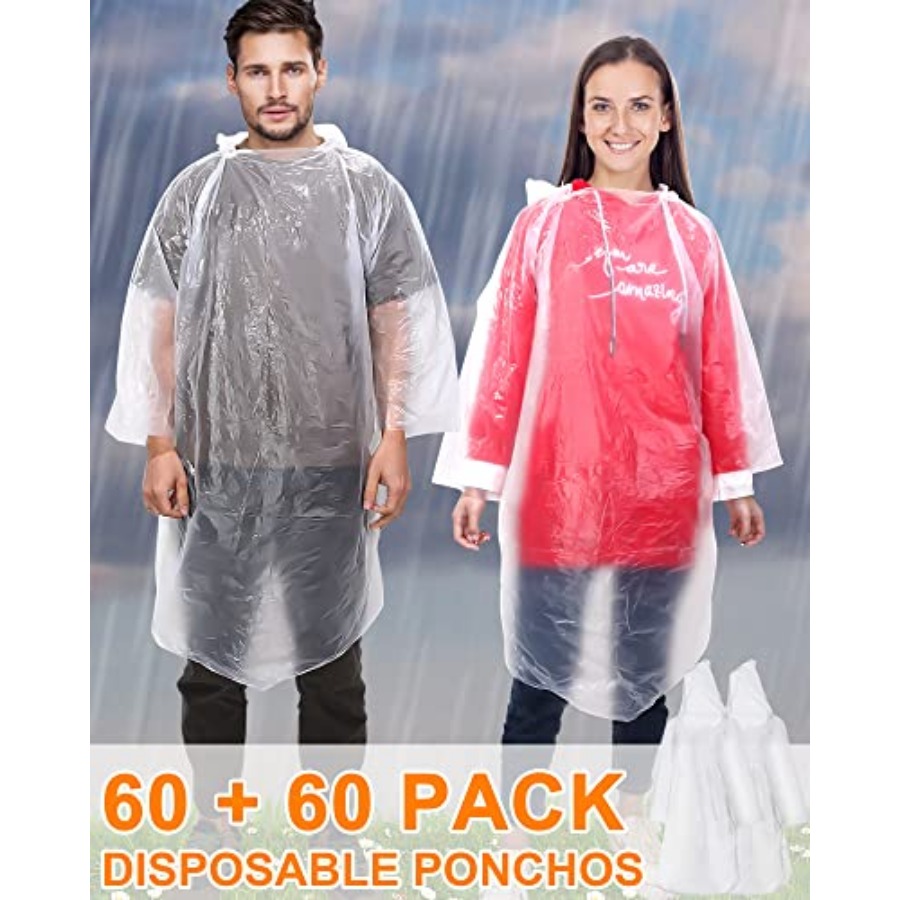 120 Pack Disposable Rain Ponch - Emergency Poncho Rain ulasan dan harga