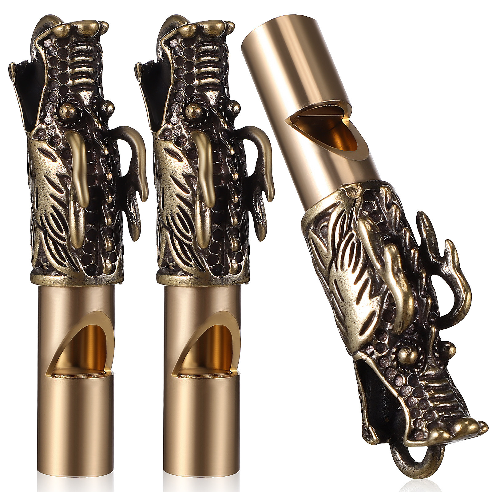 3Pcs Dragon Whistles Brass Ret - Emergency Whistle Loud ulasan dan harga